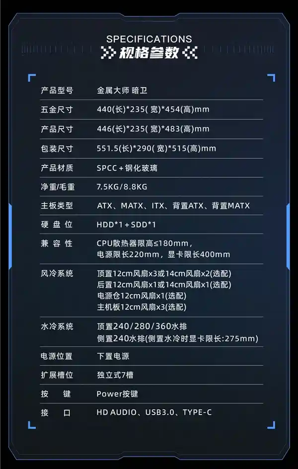 「金属大师 暗卫」机箱预售开启，硬核守护者的完美选择！