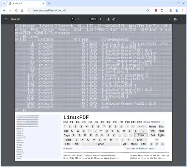 高中生突破创新边界，成功在PDF中实现Linux运行
