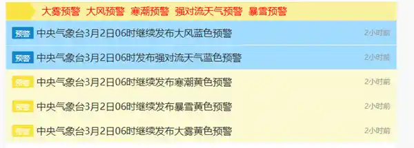 寒潮袭来！中央气象台发布多项黄色预警：气温骤降18℃，暴雪大雾齐袭