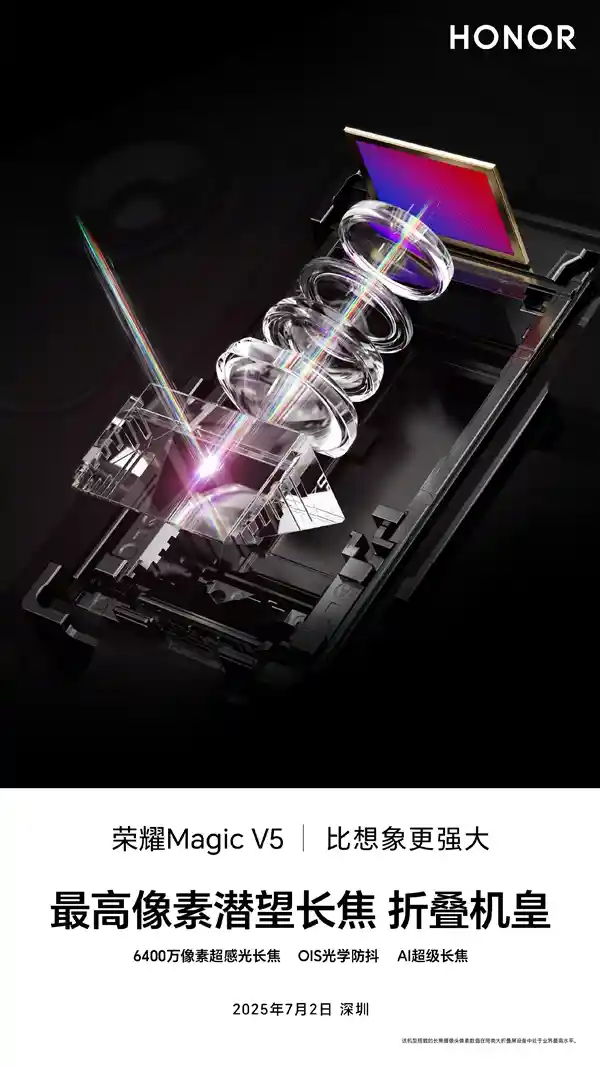 荣耀Magic V5：6400万潜望长焦加持，重塑折叠屏影像新高度