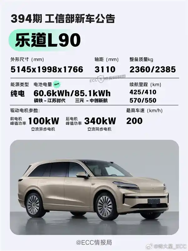 乐道L90推出60度电池包，月租599元开启城市通勤新体验