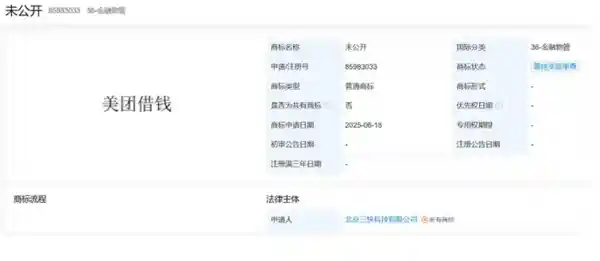 美团布局金融领域，正式申请美团借钱商标